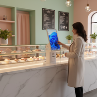Kiosque tactile personnalisé en usine 21,5/27 pouces avec lecteur de codes-barres, fonctions de paiement en libre-service et de blanchisserie, technologie tactile capacitive, sur pied