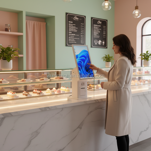 Kiosque tactile personnalisé en usine 21,5/27 pouces avec lecteur de codes-barres, fonctions de <span class=keywords><strong>paiement</strong></span> en libre-service et de blanchisserie, technologie tactile capacitive, sur pied - Product Image 2
