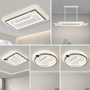 Luces de ventilador de sala de estar un conjunto completo de luces de ventilador de techo de comedor para el hogar Tmall dormitorio de control de voz inteligente fuera de línea