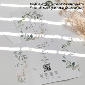 Invitaciones de Boda Personalizadas de Tres Pliegues |   Diseño Gratuito y Arte Personalizado |   Tarjetas de menú e itinerario para fiestas/cumpleaños/aniversarios - Product Image 2
