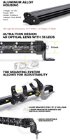 Barre lumineuse arrière LED IP67 ultra-mince 4D 9 modes stroboscopiques clignotants, feux de freinage, feux de marche arrière et de poussière pour SSV ATV UTV RZR 4X4 SXS