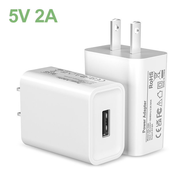 US Socket Fast Charging 5V 2A USB Wall Adapter 10W Output Power Mobile Phone Charger for iPhone & Android Phone Accessories