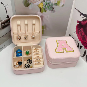 Pink Initial Letter Portable Travel Mini <strong>Jewelry</strong> <strong>Box</strong> PU Leather <strong>Jewelry</strong> Organizer Case Storage Gift <strong>Box</strong> for Girls <strong>Women</strong> - Product Image 3