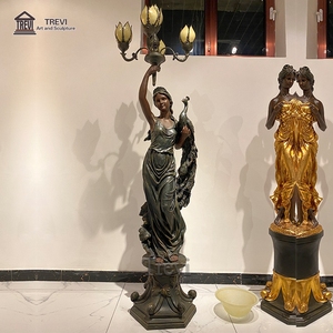 Lámpara con Escultura de Figura Femenina de Bronce de Tamaño Real <span class=keywords><strong>TREVI</strong></span> |   Lámpara de Pie Clásica Estilo Diosa para Vestíbulo de <span class=keywords><strong>Hotel</strong></span> y Villa - Product Image 2