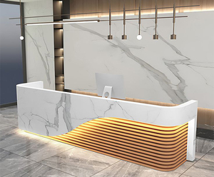 Hiện đại ý trắng đá cẩm thạch rãnh đá khách sạn Beauty Salon sảnh Counter Bàn đồ nội thất văn phòng với Front độc đáo tiếp tân bàn - Product Image 6