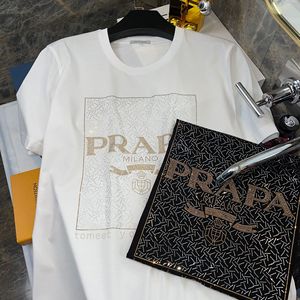 T-shirt da uomo slim-fit in cotone mercerizzato senza stiratura, stile europeo vintage, con lettere termoadesive e strass, di alta gamma, per l'estate - Product Image 1