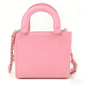 Classic Designer Custom Women's <b>Mini</b> Pink Floral Pattern PU Handbag with Metal Chain Decoration Design - Product Image 4
