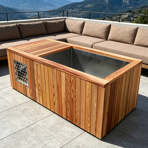 Baignoire de glace individuelle en cèdre rouge avec structure en acier inoxydable 304, fabrication directe usine, ODM personnalisé, pour extérieur et usage domestique, avec refroidisseur - Product Image 1