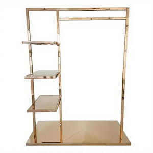 Customized Metal Floor Standing Rose Gold Clothing with Wheels Handbag Display Goods <strong>Shelves</strong> - Product Image 2