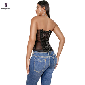 Reggiseno traslucido nero da donna <span class=keywords><strong>Vintage</strong></span> gotico in tessuto sottile Bustier Shaper <span class=keywords><strong>Lingerie</strong></span> Sexy scava fuori la parte superiore del corsetto con coppa imbottita - Product Image 5
