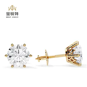 18k Gold Diamond Stud Earrings Custom Lab Grown Diamond Earrings Solitaire Diamond Earring