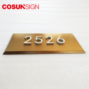 Plaque de porte d'hôtel en <span class=keywords><strong>alphabet</strong></span> doré moderne COSUN pour appartement et villa - Plaques de numéro de chambre murales durables en acier inoxydable - Product Image 6