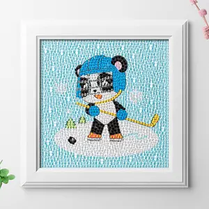 Kits de peinture diamantée pour enfants DIY Cartoon Golf Sports Panda Home Decor Peinture diamantée avec cadre Cadeaux pour enfants