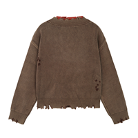 AiNear Vente en gros Logo personnalisé Design Oem Odm Vintage Manches longues Col ras du cou déchiré Hommes Pull en coton tricoté