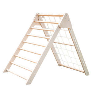 Marco de escalada triangular de madera con cuerda de red, patio de recreo interior, juguete de <span class=keywords><strong>aprendizaje</strong></span> Montessori para niños, juguete de entretenimiento divertido para bebés - Product Image 2