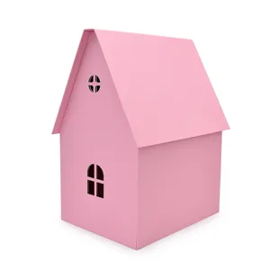 Luxury colorful paper house shape doll gift decoration boxes customized color children clothes box use in living room indoor