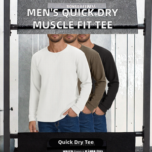 Camiseta Deportiva Personalizada para Hombre, Cuello Redondo, Manga Larga, Tejido de Punto, Secado Rápido, Transpirable, Corte Regular, Ecológica - Product Image 2