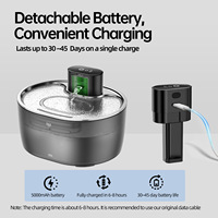 Fontaine à Eau Chat sans Fil 3,2L Fontaine pour Chats Acier à Pile Séparation de l'eau et de l'électricité-avec Capteur-5000 mAh
