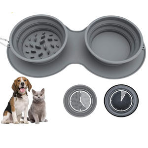 Drop Shipping portatile doppio Silicone Anti-soffocamento Pet da viaggio per esterno lento alimentazione ciotola di cibo per cani gatti piccoli animali - Product Image 1