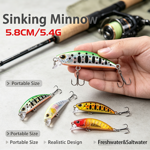 <span class=keywords><strong>Leurre</strong></span> Minnow Coulant Ultraléger 5g 58mm Jerkbait Dur pour la Pêche à la <span class=keywords><strong>Truite</strong></span>, à la Perche et au Bar en Rivière et en Ruisseau, Wobbler Artificiel - Product Image 1