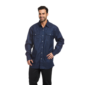 Áo sơ mi nam chất liệu denim chống cháy, kiểu dáng cổ điển, chất liệu cotton trung bình, chống cháy, an toàn khi hàn - Product Image 2