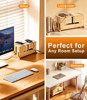 Boîte de gestion des câbles en bois avec organiseur de câbles et 8 fentes de ventilation inférieures pour la maison et le bureau – Cache les multiprises