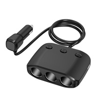 Divisor de Encendedor de Cigarrillos para Auto de 120W y 3 Vías con Transmisor FM y Puerto USB, Adaptador de Corriente para Vehículo de Alta Potencia 12-24V