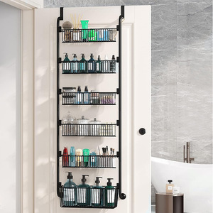 Over Door Storage Rack 6 Tier <b>Black</b> <b>Hook</b> Type Multi Purpose No Drilling Required Kitchen pantry organizer - Product Image 3
