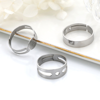 Einfache Schmuckteile für Damen und Herren, 17mm 18mm 19mm Runde Verstellbare Ringrohlinge mit Flacher Basis aus Edelstahl für Schmuckherstellung