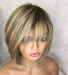 Diskon Besar Wig Atasan Sutra Pixie Potongan Renda Emas Balayage Rambut Manusia Perawan Brasil 100% untuk Wanita - Product Image 2