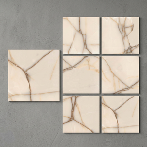 Gray Onyx Marble Look Polished Porcelain <b>Floor</b> Tiles Premium Indoor Flooring 32x32 Inch Design - Product Image 2