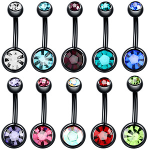 10 pièces 14G acier chirurgical rond zircon cubique corps <span class=keywords><strong>Piercing</strong></span> bijoux <span class=keywords><strong>nombril</strong></span> anneaux pour femmes et filles - Product Image 2