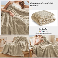 Couverture en molleton de flanelle rayée Jacquard de luxe chaude et confortable pour lits doubles Couverture de lit de luxe portable