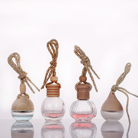 Mini bouteille désodorisant de voiture, diffuseur de parfum, d'arôme, à suspendre, avec couvercle en bambou, 10ml, 7 ml