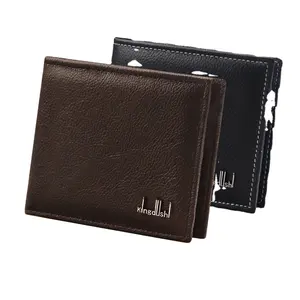 High Quality Contrast Color Men Leather Wallet Card Holder Minimalist Money Clip Luxury Genuine Leather Classic Wallet Purse