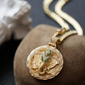 תכשיטי חיות משובח משובחים 18 קארט זהב אמיתי צהוב זהב אמיתי זהב טבעי אמרלד טבעי שרשרת תליון נשים תכשיטים - Product Image 1