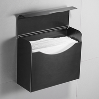 Porte-papier toilette mural noir mat sans perçage, étanche, boîte à papier toilette avec couvercle fermé, distributeur de papier toilette