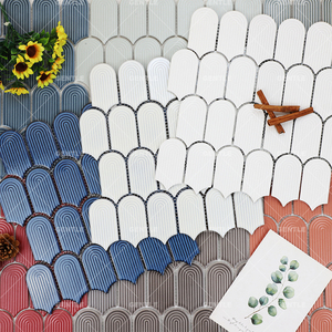 Mosaïques en porcelaine en forme de plume Olde Worlde, mosaïques en céramique bleues brillantes pour les murs de la salle de bain - Product Image 2
