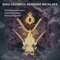 Collier pendentif chaîne à maillons en zircon QIKU plaqué or 18 carats, cadeau unisexe pour la fête des enfants, accessoires tendance