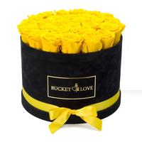 Boîte à fleurs en velours de forme ronde de luxe personnalisée/boîte à roses en daim