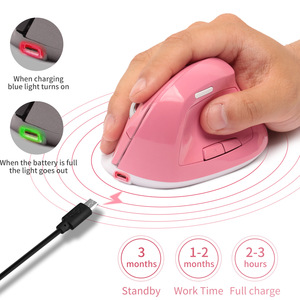 <span class=keywords><strong>Souris</strong></span> verticale sans fil ergonomique pour PC de jeu et bureau, 4 boutons, USB/2.4G, rechargeable - Product Image 2
