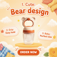 Pak Van 2 Diepvriesvriendelijke Voedselbakken Silicagel Baby Fopspeen Fruit Feeder Met Print Ontwerp Voor 0-12 Maanden Zuigelingen