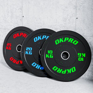 OKPRO suministro de fábrica logotipo personalizado Fitness Color 5KG 10KG 15KG 20KG 25KG Placa de barra discos miga Placa de parachoques de goma - Product Image 3