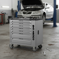 Chariot d'atelier professionnel Goldenline OEM/ODM personnalisable en acier avec 7 tiroirs verrouillables et porte latérale pour outils de mécanicien