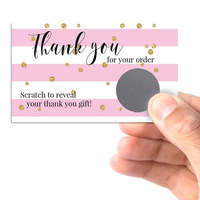 Gagnez des inserts de paquet d'appréciation du client cartes de remerciement avec des autocollants à gratter en carton de papier fantaisie pour les entreprises