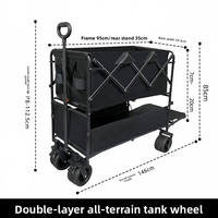 Chariot pliable à quatre roues, imperméable, à double compartiment sec/humide, grande capacité, pour le camping