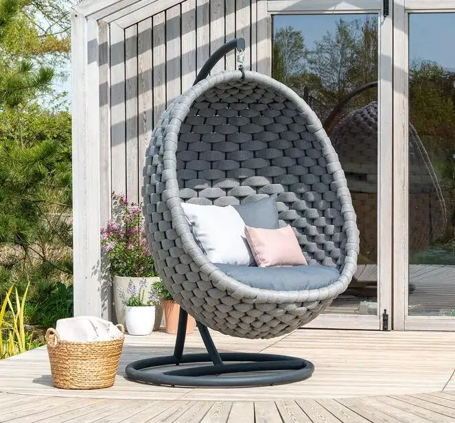 Patio Metal Hammock New Garden Hanging Egg Chair Waterproof Fabric Outdoor Swing Cradle chair with Stand