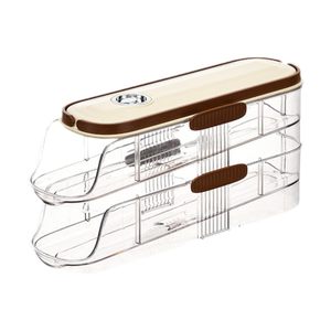 Organisateur d'œufs à 3 niveaux auto-roulant pour réfrigérateur, organisateur d'œufs de cuisine en plastique pour réfrigérateur - Product Image 4