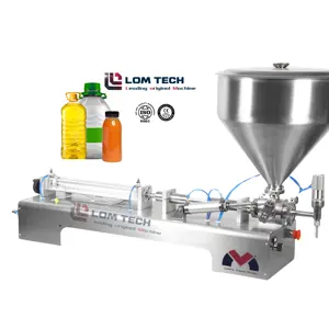 Lom 4 Hoofd Semi-Automatische Desktop Vloeibare Olie Vulmachine Met Transportband Dranksap Filler Pet Plastic Glazen Fles