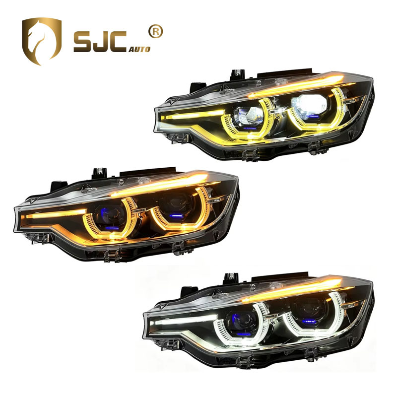 Sjc V3 Tri-Color LED Headlight Assembly For BMW 3 Series F30 / F35 Yellow White Amber DRL